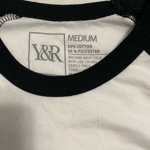 Baseball tee black and white shirt size medium